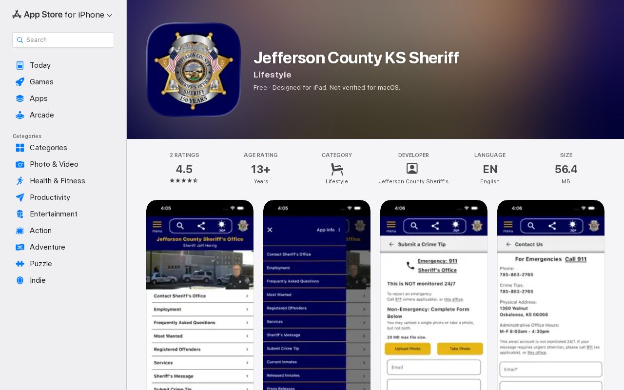 Jefferson County release records Sheriff app listing