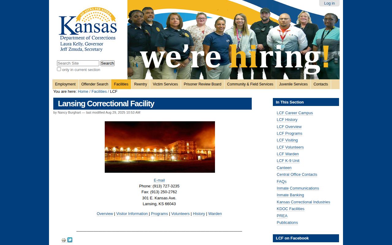 Lansing Correctional Facility release and custody information